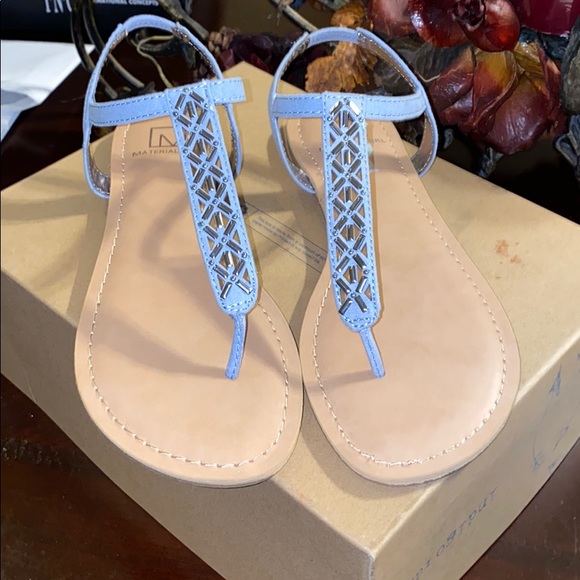 Material Girl Shoes - Material Girl Light Blue Sandals with Beads Size 7